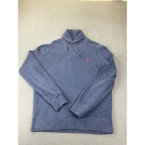 Polo Ralph Lauren Sweater Mens Medium Blue Collared Pullover Heavyweight Logo